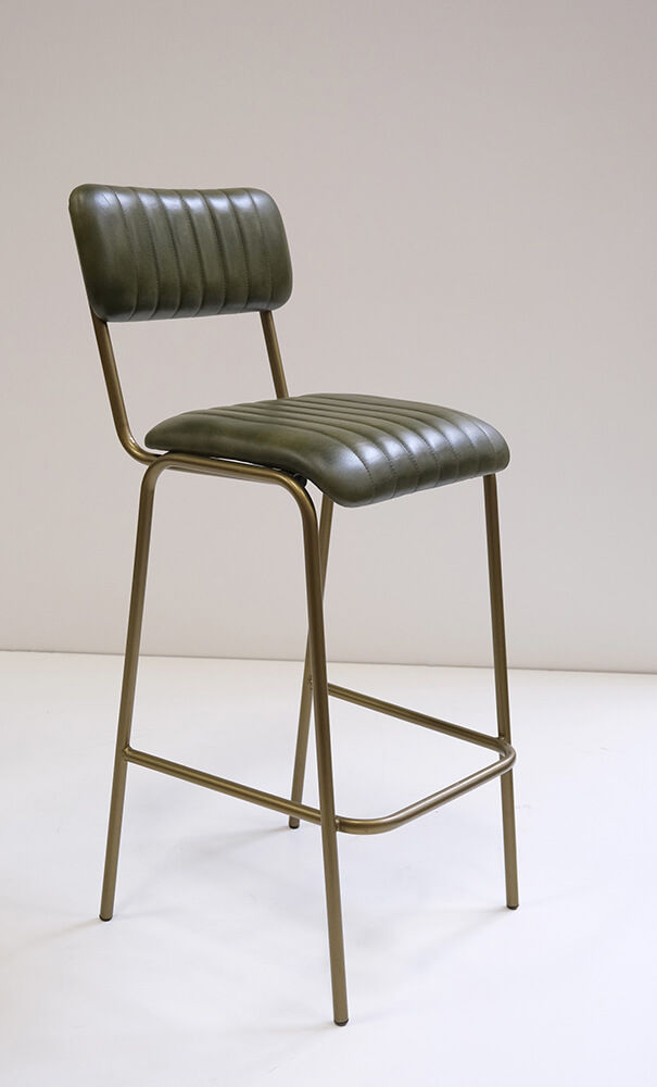 Trademark Living Diner Barstol med quiltet læder - grøn/messing