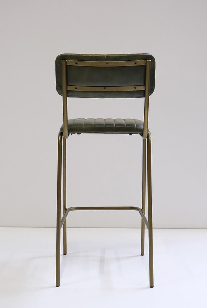 Trademark Living Diner Barstol med quiltet læder - grøn/messing
