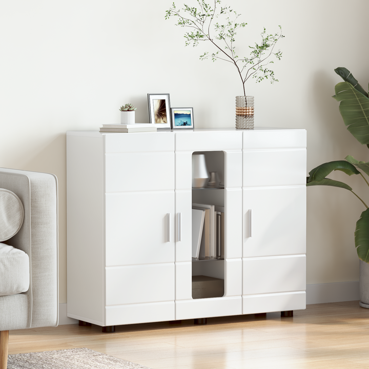 Træskab Høj gloss hvid 88,5 x 30,5 x 73 cm Konstrueret træ