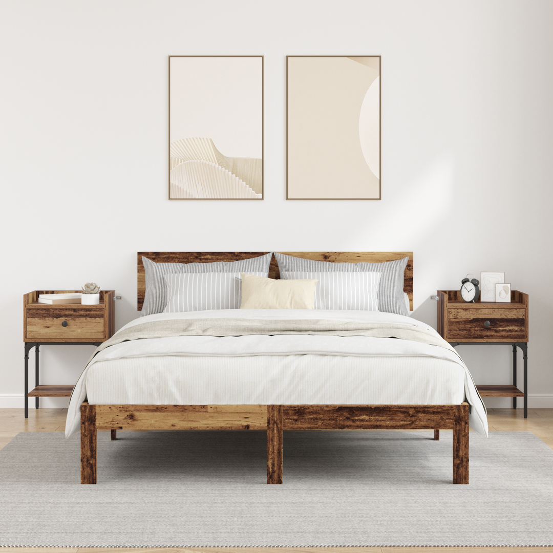 Sengebord 2 pcs Gammelt træ 40 x 29 x 60 cm Konstrueret træ