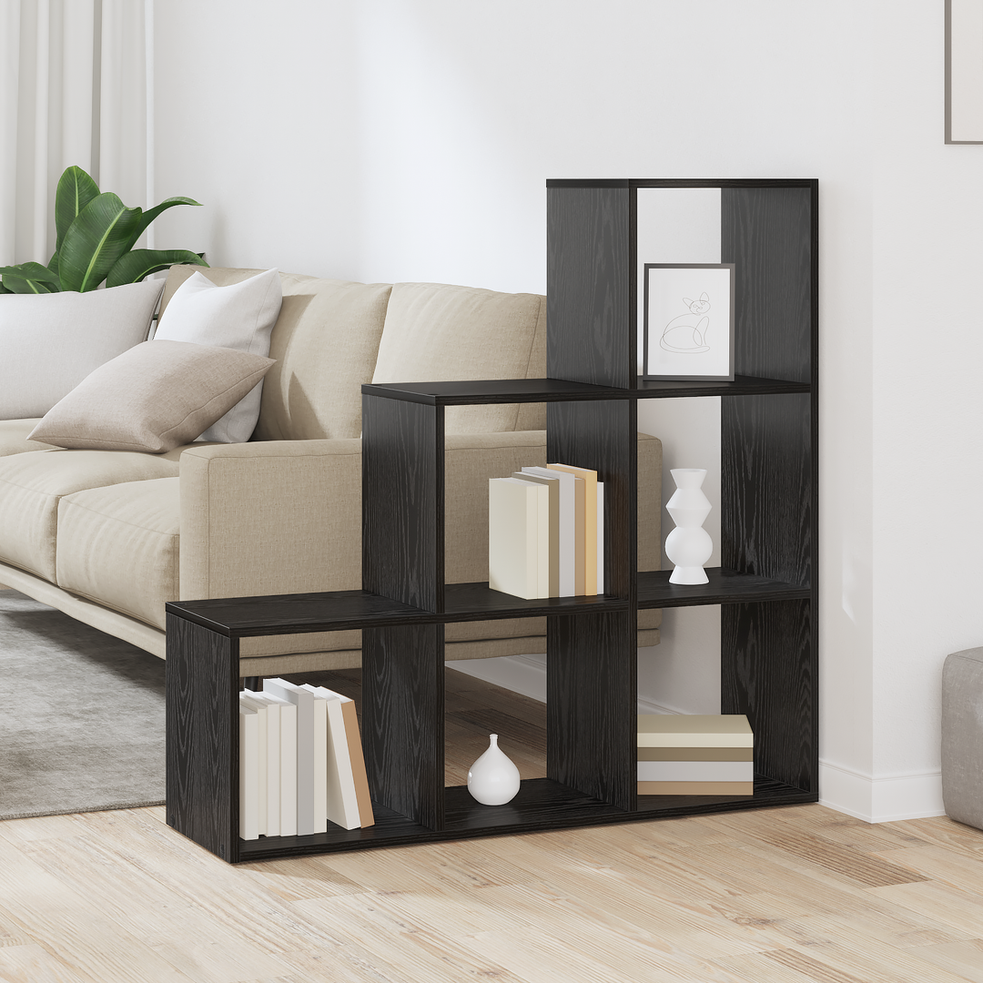 Rumdivider boghylde Sort eg 99 x 29 x 99 cm Konstrueret træ