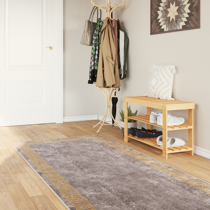 Tæppe Runner MARSA Grå 100 x 250 cm Polyester og PVC