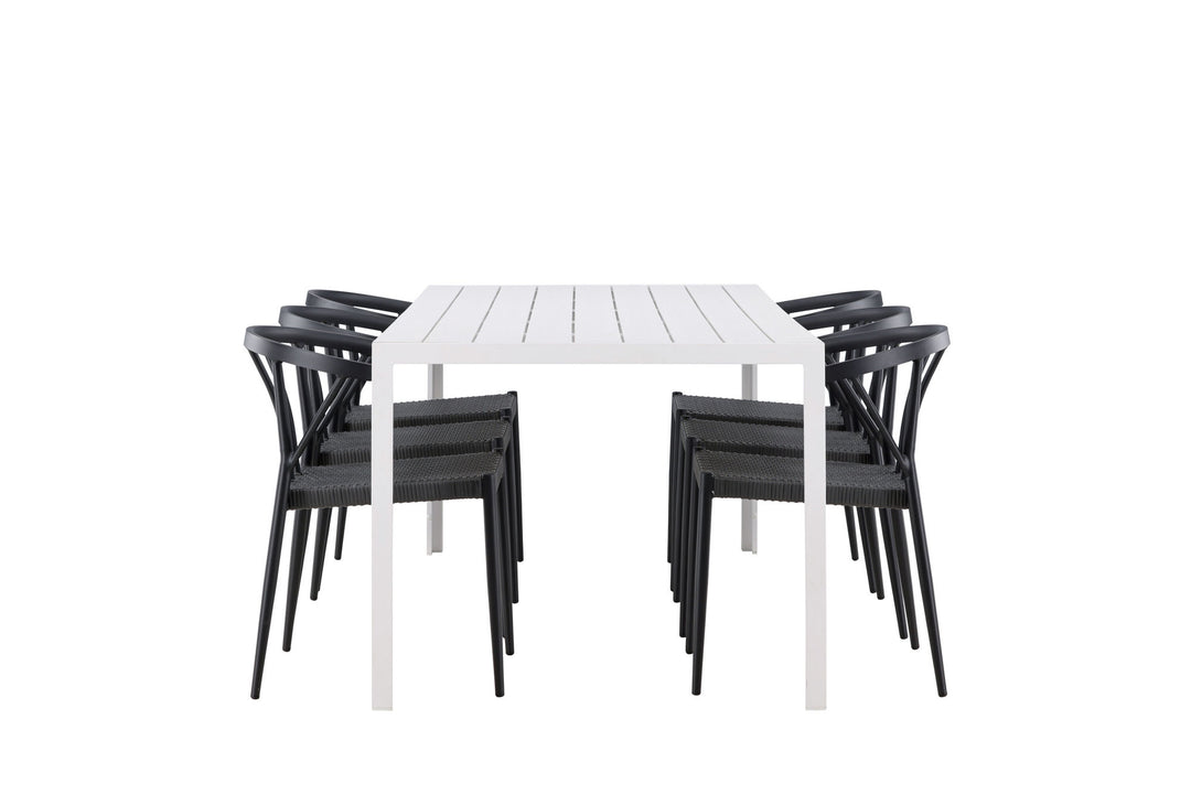 Venture Home Break Dining Table  - White / White Aintwood +Stina - Dining Chair- Black - Alu/wicker - NEED Higher Seat hegiht! _6