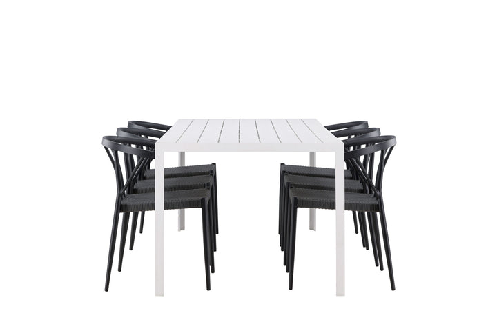 Venture Home Break Dining Table  - White / White Aintwood +Stina - Dining Chair- Black - Alu/wicker - NEED Higher Seat hegiht! _6