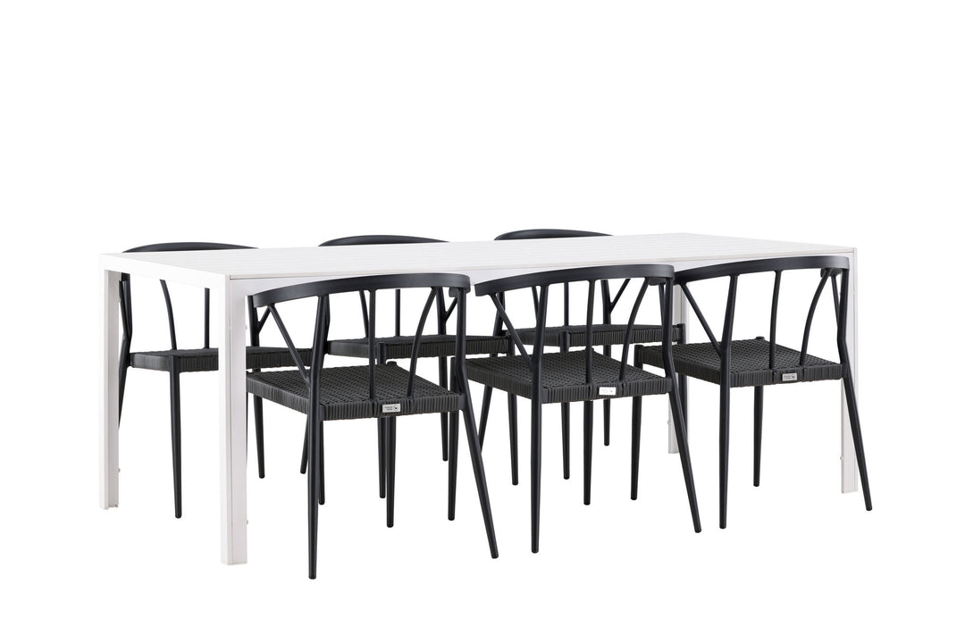 Venture Home Break Dining Table  - White / White Aintwood +Stina - Dining Chair- Black - Alu/wicker - NEED Higher Seat hegiht! _6