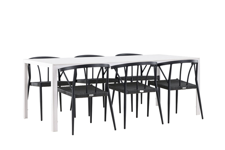 Venture Home Break Dining Table  - White / White Aintwood +Stina - Dining Chair- Black - Alu/wicker - NEED Higher Seat hegiht! _6