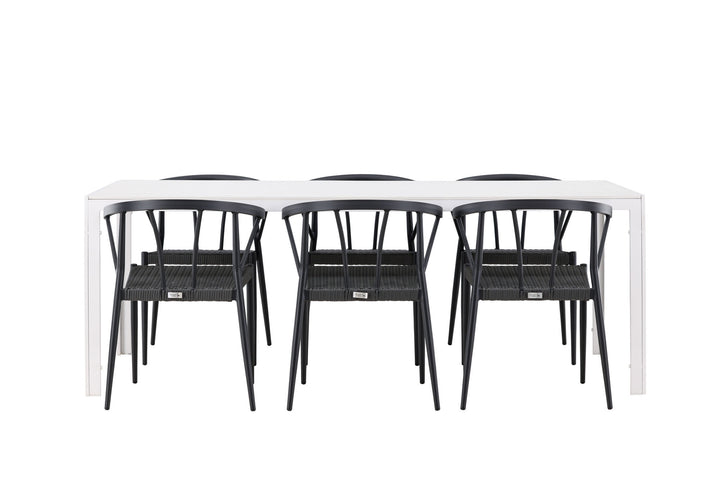 Venture Home Break Dining Table  - White / White Aintwood +Stina - Dining Chair- Black - Alu/wicker - NEED Higher Seat hegiht! _6