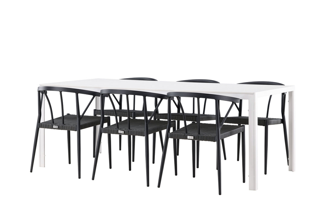 Venture Home Break Dining Table  - White / White Aintwood +Stina - Dining Chair- Black - Alu/wicker - NEED Higher Seat hegiht! _6