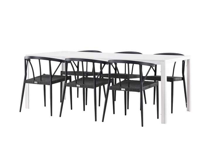 Venture Home Break Dining Table  - White / White Aintwood +Stina - Dining Chair- Black - Alu/wicker - NEED Higher Seat hegiht! _6