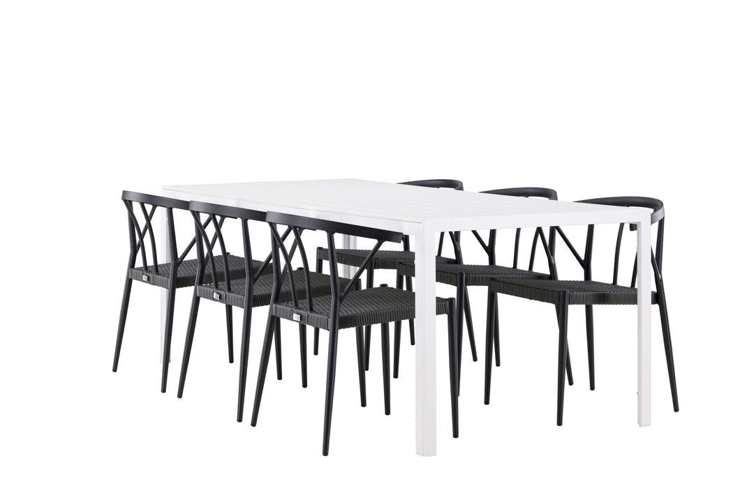 Venture Home Break Dining Table  - White / White Aintwood +Stina - Dining Chair- Black - Alu/wicker - NEED Higher Seat hegiht! _6