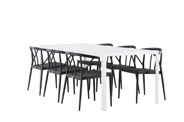 Venture Home Break Dining Table  - White / White Aintwood +Stina - Dining Chair- Black - Alu/wicker - NEED Higher Seat hegiht! _6