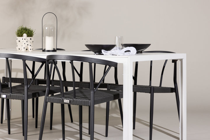 Venture Home Break Dining Table  - White / White Aintwood +Stina - Dining Chair- Black - Alu/wicker - NEED Higher Seat hegiht! _6