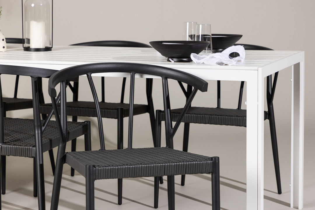 Venture Home Break Dining Table  - White / White Aintwood +Stina - Dining Chair- Black - Alu/wicker - NEED Higher Seat hegiht! _6