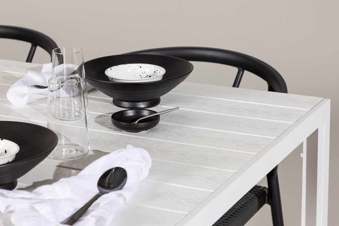 Venture Home Break Dining Table  - White / White Aintwood +Stina - Dining Chair- Black - Alu/wicker - NEED Higher Seat hegiht! _6