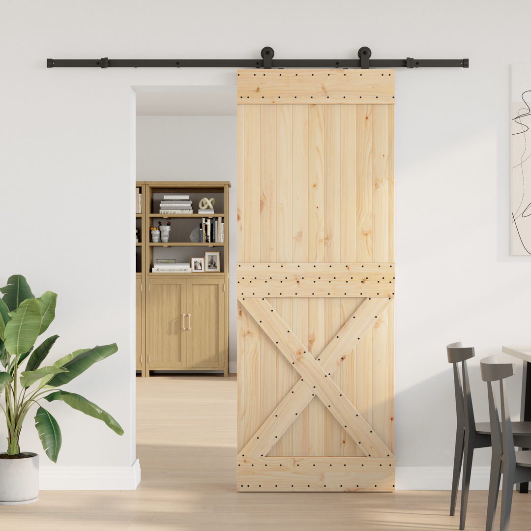 Skydedør NARVIK Naturfarvet og sort 85 x 210 cm (213,5 cm)