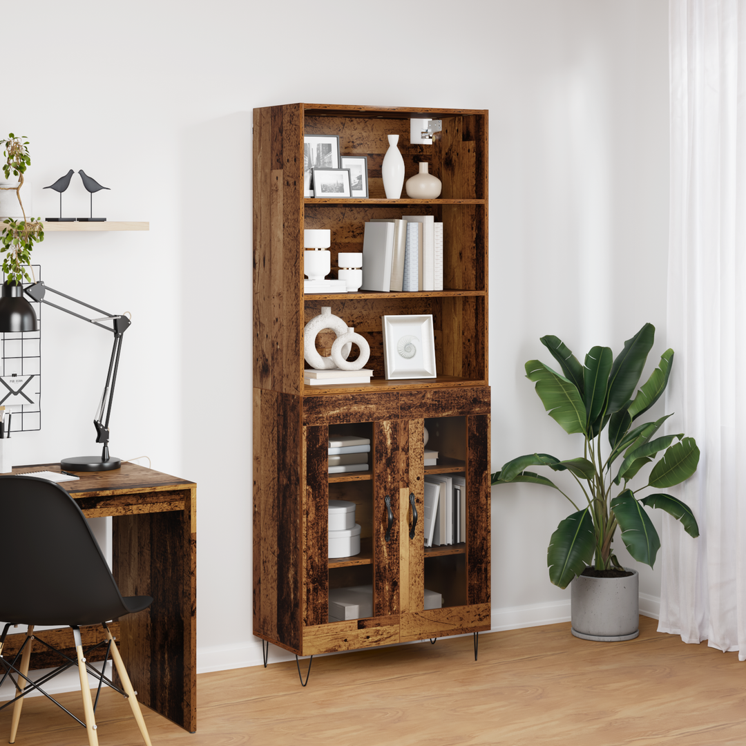 Highboard 2 pcs Gammelt træ Konstrueret træ