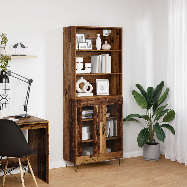 Highboard 2 pcs Gammelt træ Konstrueret træ