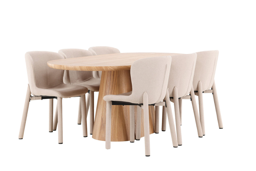 Venture Home Stjärnö Table - Nature with 6 Astoria Chair - Beige