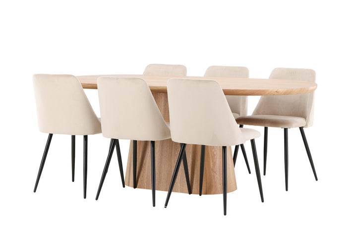 Venture Home Stjärnö Table - Nature with 6 Night Chair - Black / Beige