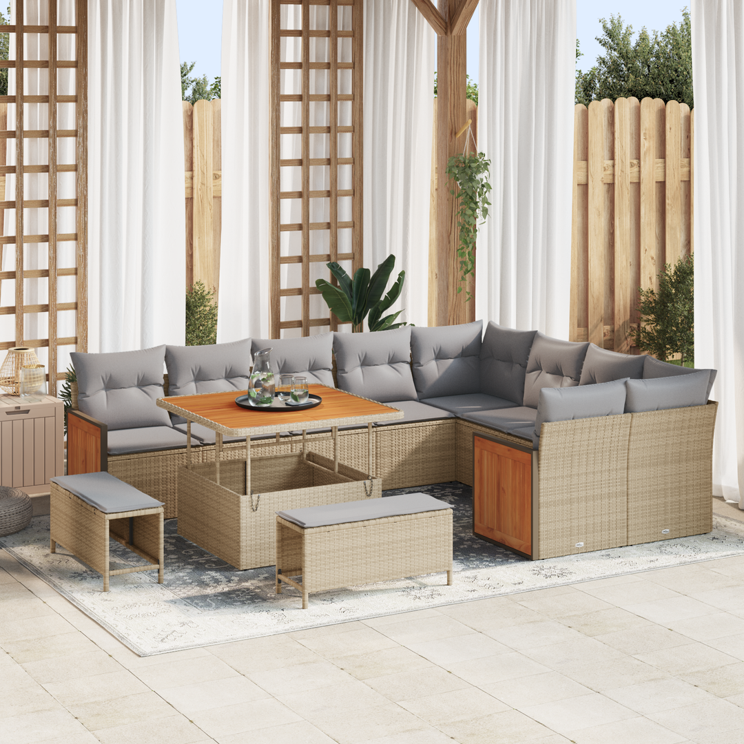 Havesofa Sæt med pude 12 pcs Beige og lys grå
