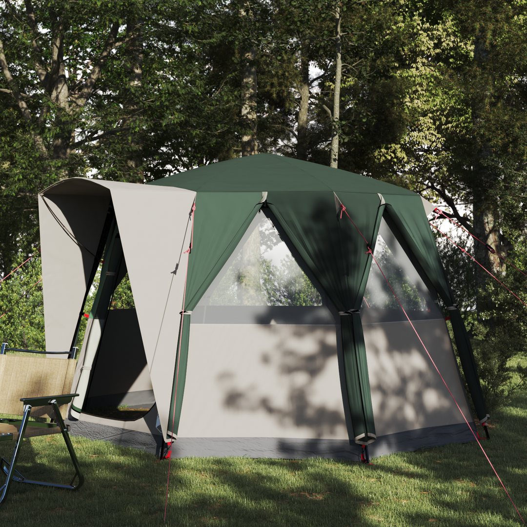 Camping telt til 3 personer Grøn og Hvid 320 x 320 x 203 cm