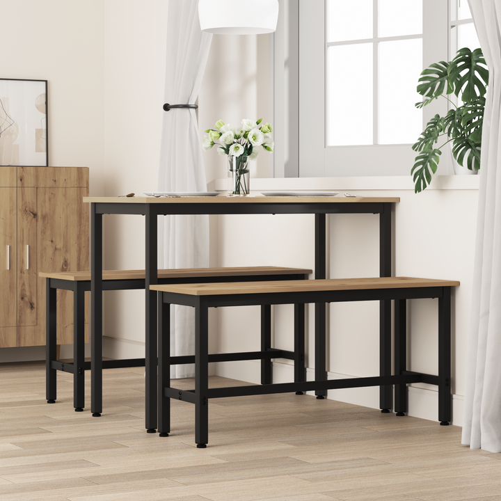 Spisebænk 2 pcs Artisan Egetræ 100 x 32,5 x 48,5 cm