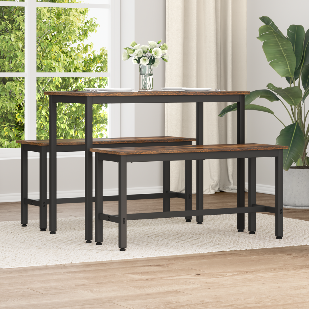 Spisebænk 2 pcs Røget eg 100 x 32,5 x 48,5 cm