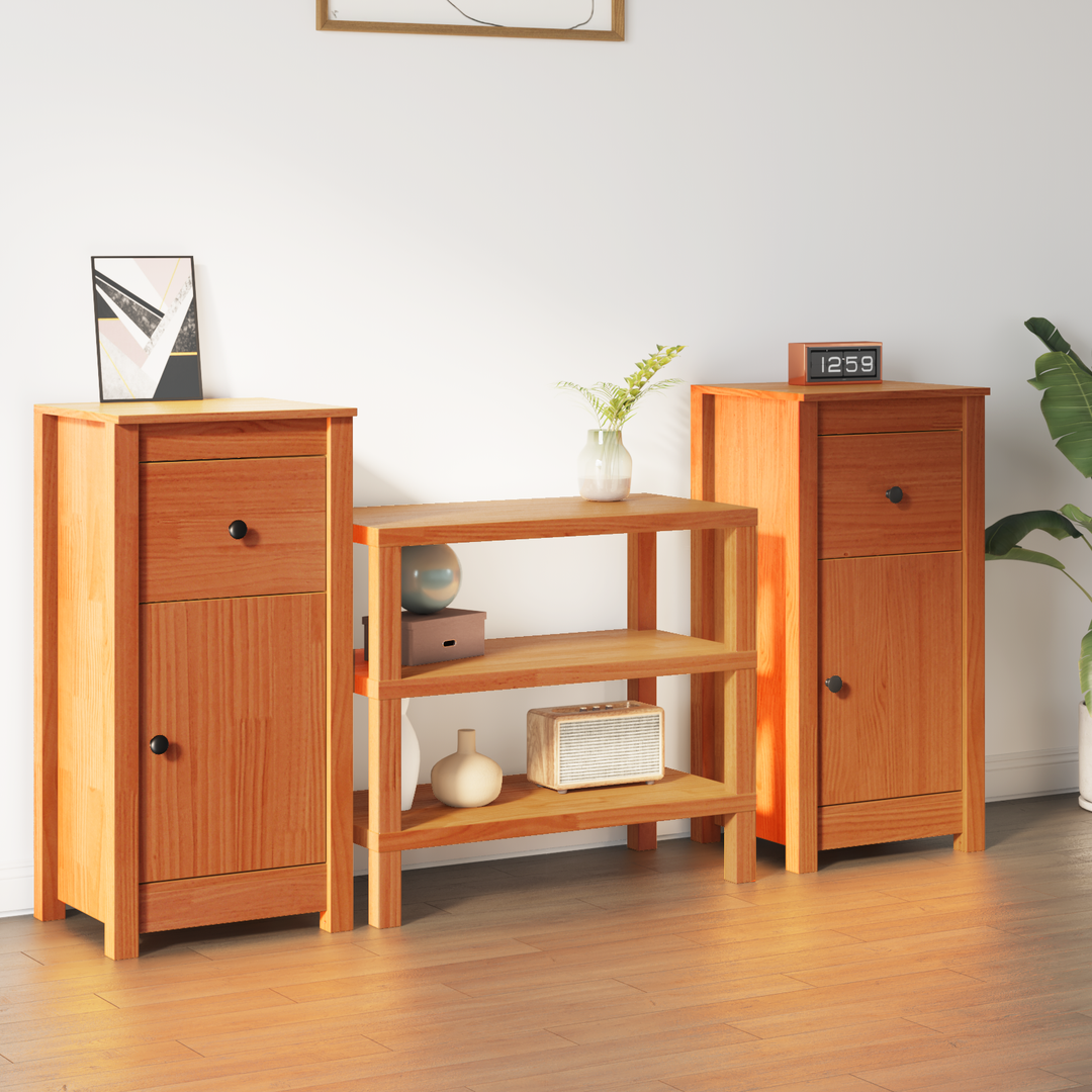 Sideboard 2 pcs Voks brun 39 x 34,5 x 80 cm Massiv fyrretræ