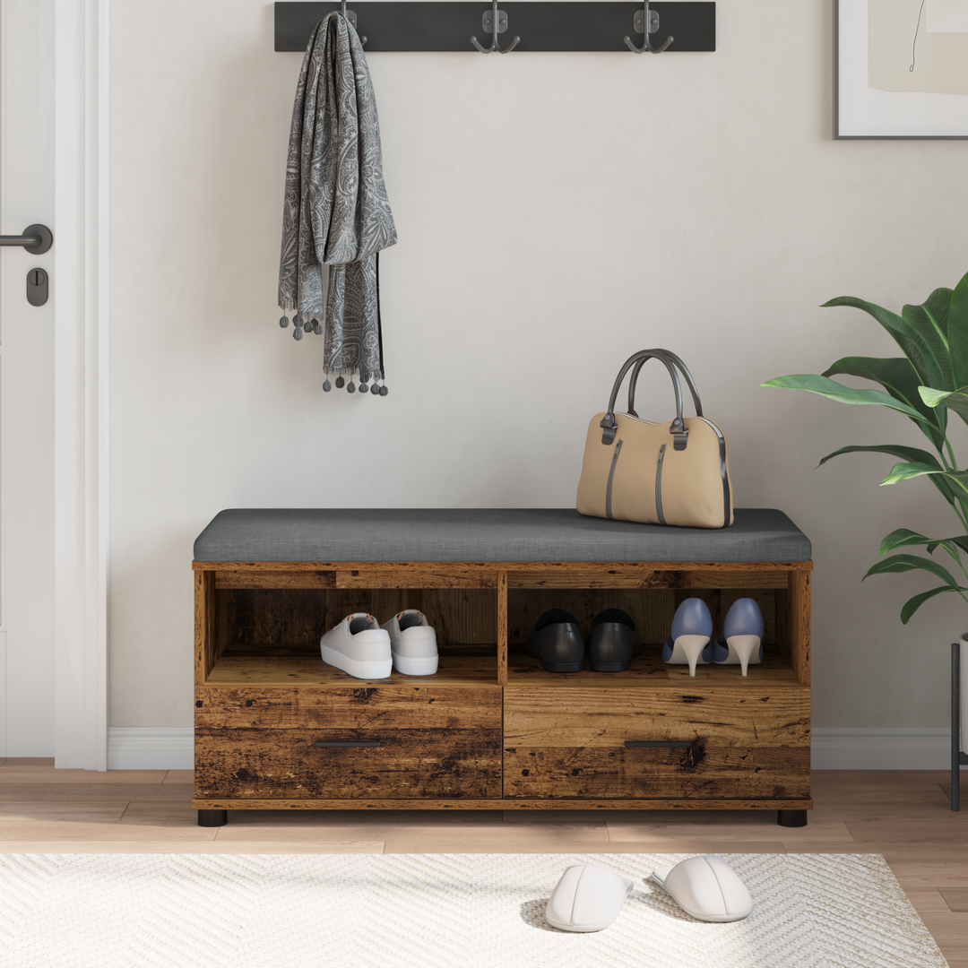 Hallbænk Gammelt træ 100 x 38 x 46 cm Kunstigt træ og stof