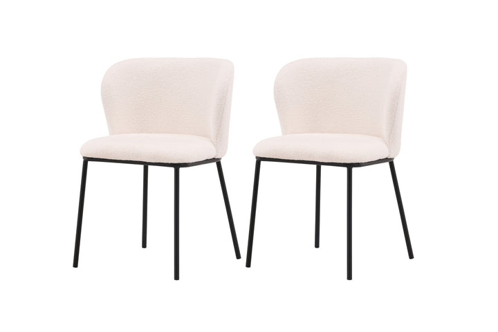 Venture Home Edina Dining Chair 2-pack - Black / White Boucle