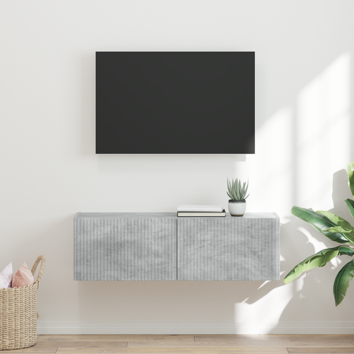 TV vægskab Vægmonteret Beton 98 x 31 x 29,5 cm Konstrueret træ