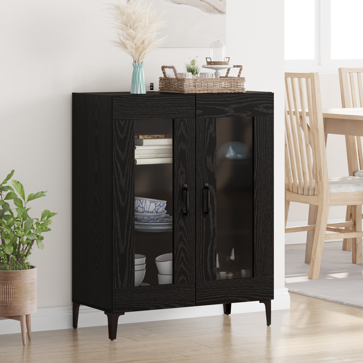 Sideboard Sort eg 69,5 x 34 x 90 cm Ingeniørt træ og jern