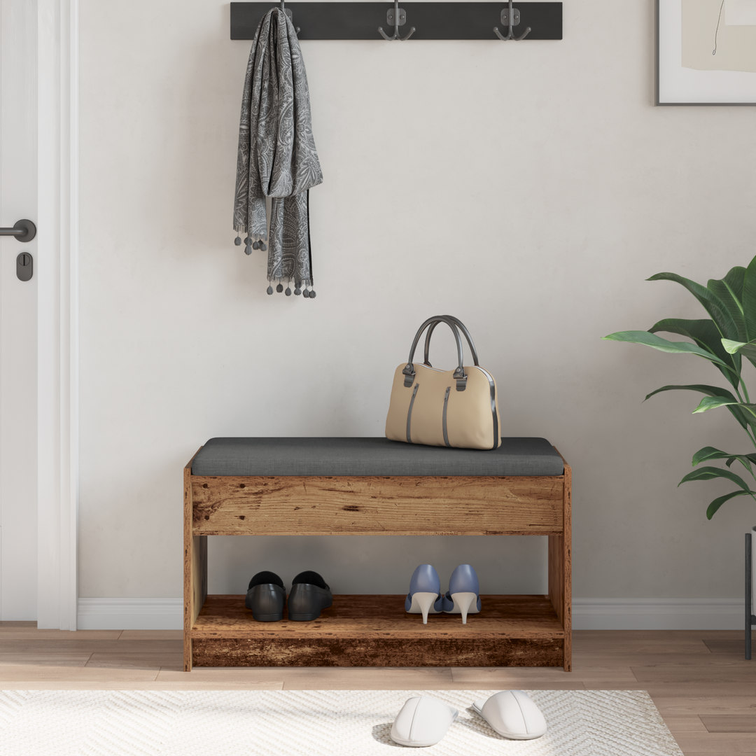 Hallbænk Gammelt træ 83 x 38 x 45 cm Kunstigt træ og stof