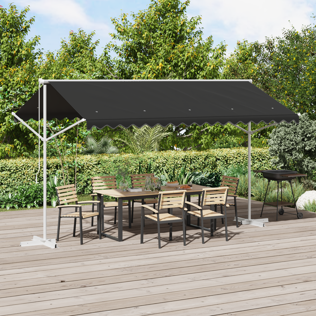 Fritstående markise 4 × 3 m Polyester Antracit
