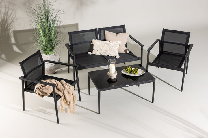 Venture Home Break - Sofa set- Black / Black - Aluminium / Textilene -