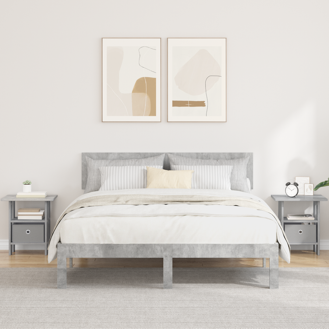 Sengebord 2 pcs Beton Grå 41 x 40 x 45 cm Konstrueret træ