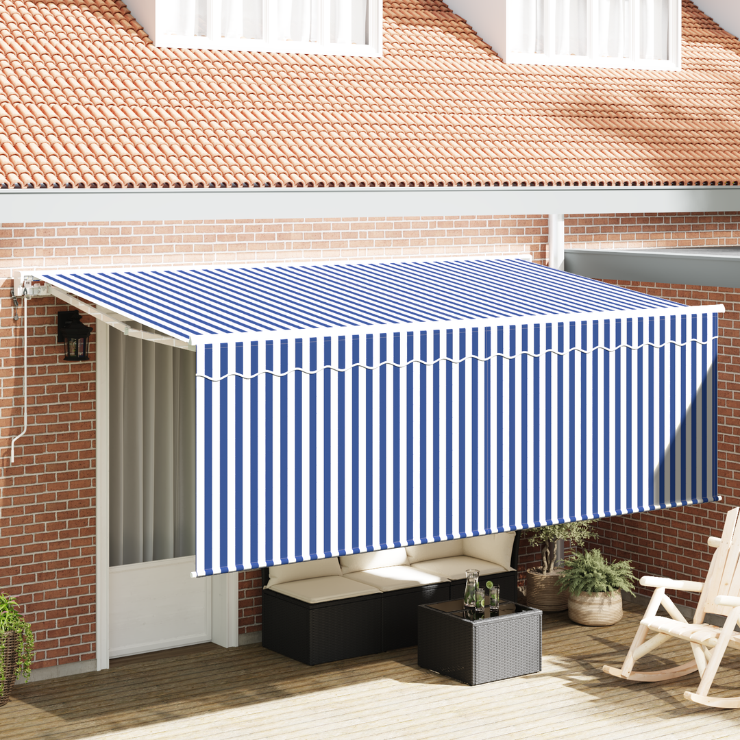 Utrækkelig Markise Blå og Hvid 400 x 200 cm