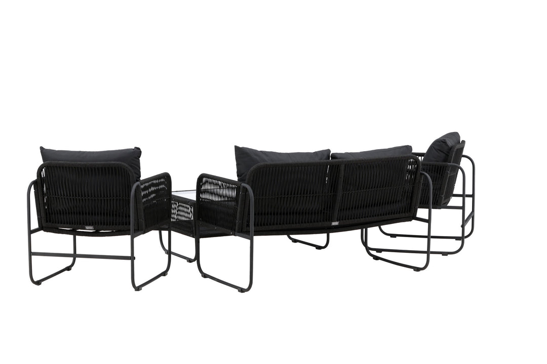 Venture Home Utah Lounge set - Black - Black rope (two seater + 2 one seater + table)