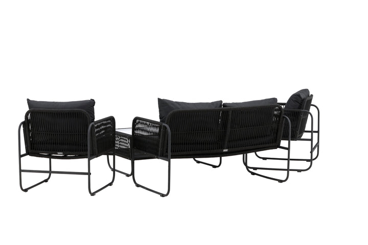 Venture Home Utah Lounge set - Black - Black rope (two seater + 2 one seater + table)