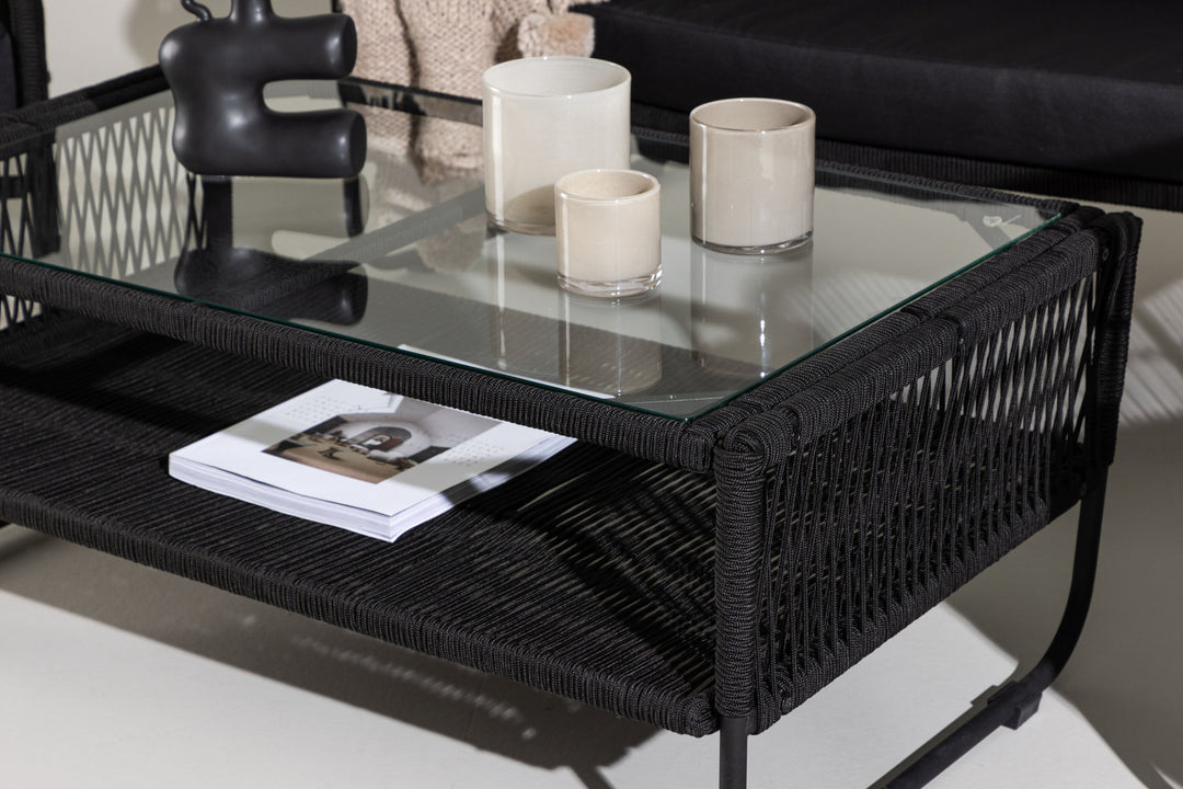 Venture Home Utah Lounge set - Black - Black rope (two seater + 2 one seater + table)