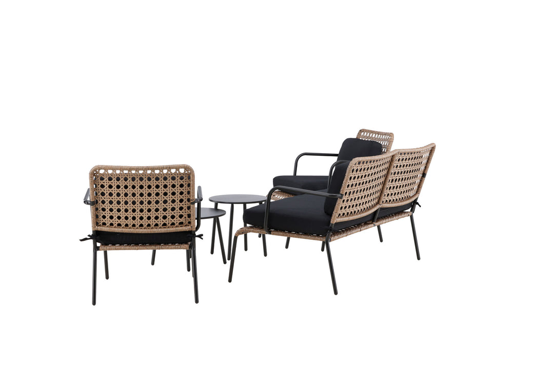 Venture Home Paola Sofa set - Black Steel / Nature Wicker / Black Cushion