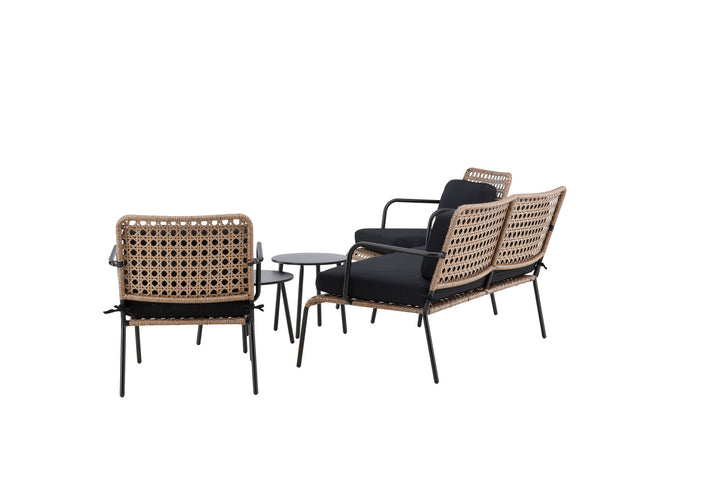 Venture Home Paola Sofa set - Black Steel / Nature Wicker / Black Cushion