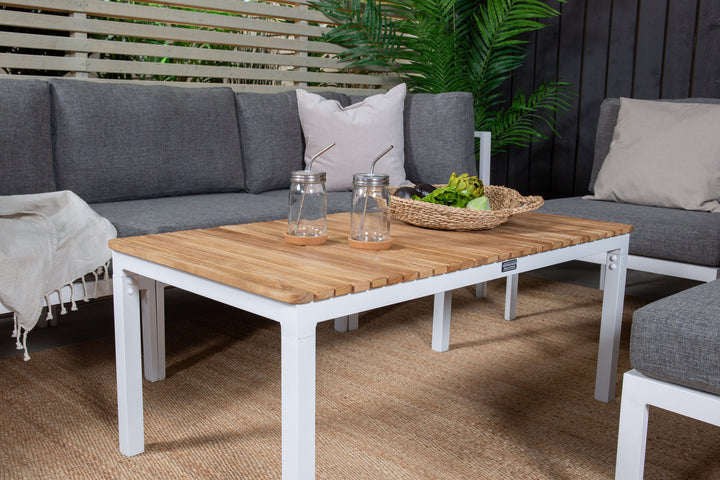 Venture Home Copacabana Corner Part - White Alu / Grey Cushion+Brasilia Sofa Table 60*110*55