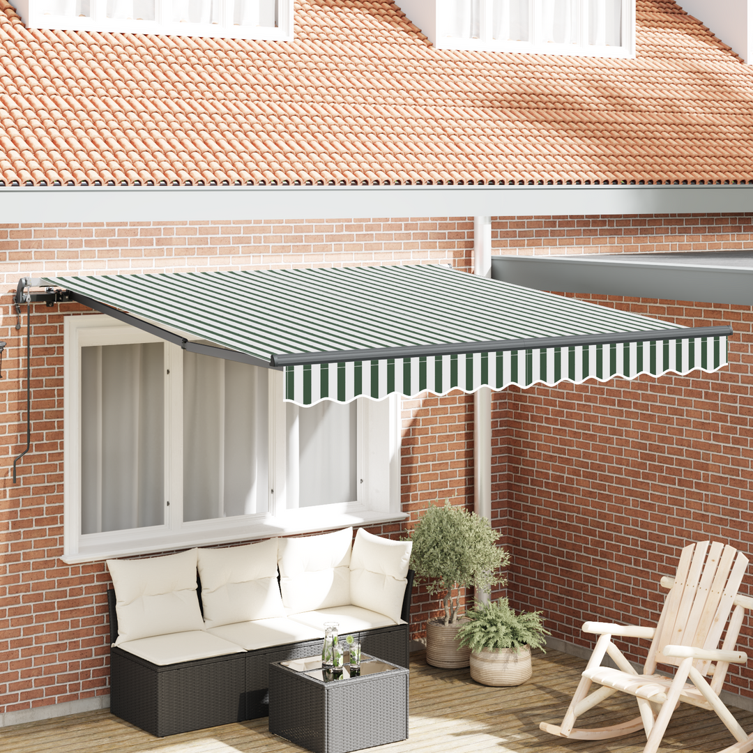 Udtrækkelig markise Grøn og Hvid 300 x 250 cm Stof og aluminium