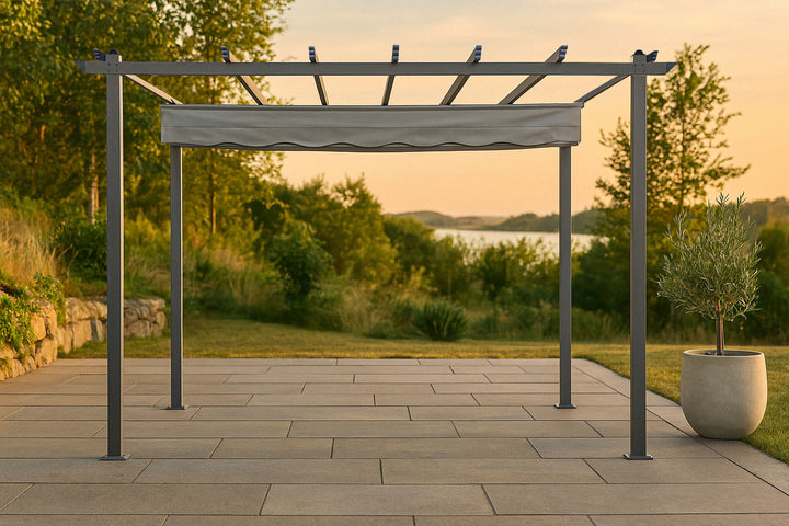 Venture Home Lazio Pergola - Black Alu / Grey Fabric