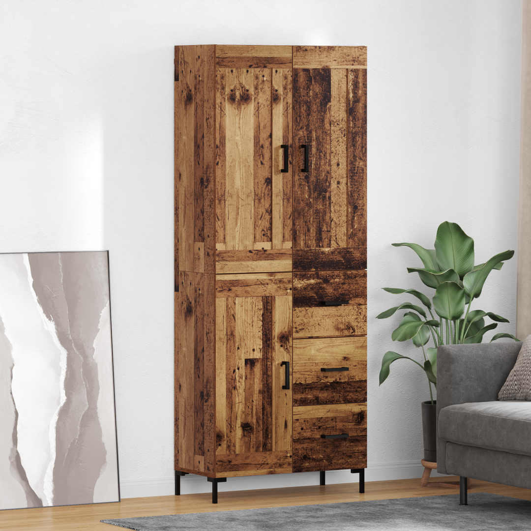 Highboard med skuffe 2 pcs Gammelt træ Konstrueret træ