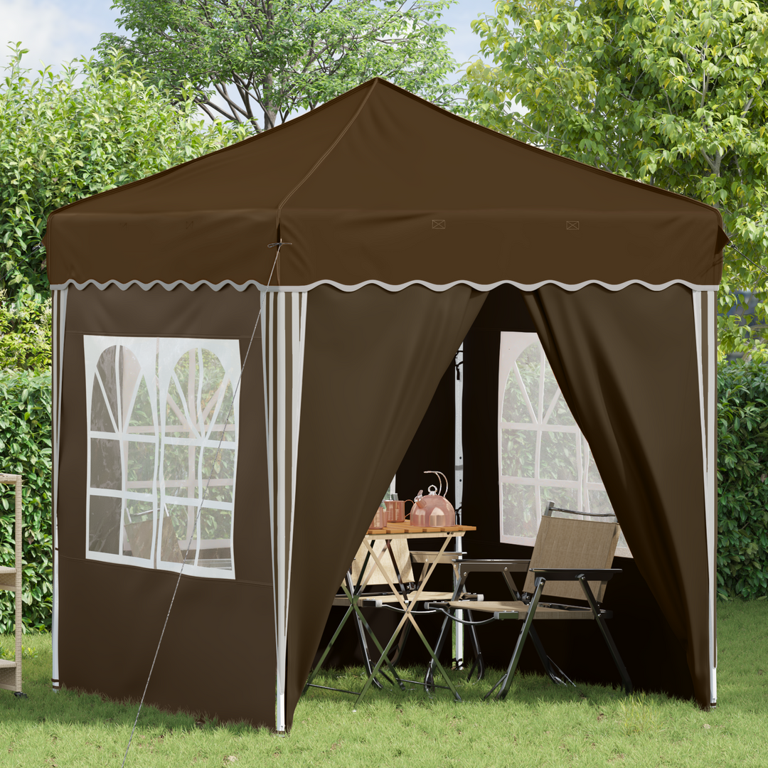 Pop-up Festtelt 195 x 195 x 245 cm Gråbrun Oxford stof