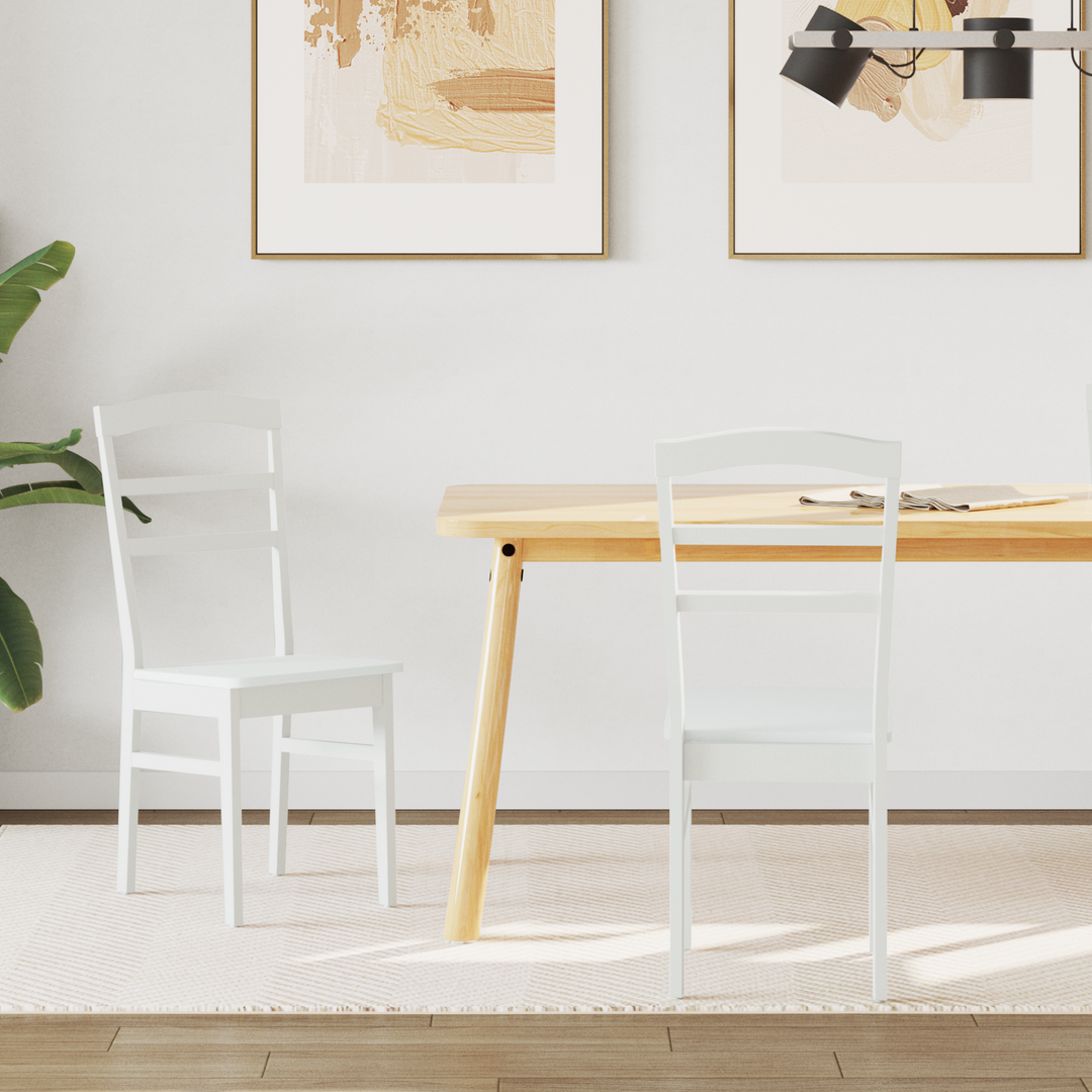 Spisestuestol 2 pcs Hvid Massiv Gummitræ