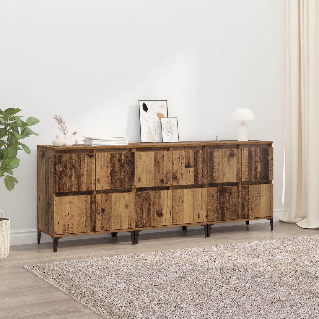 Sideboards 3 pcs Gammelt træ 60 x 35 x 70 cm Konstrueret træ