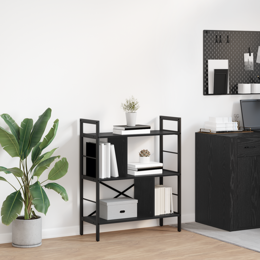 Bogreol Sort eg 75 x 30 x 91 cm Konstrueret træ